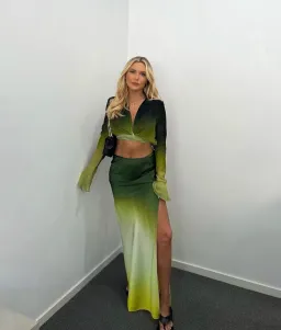 Rat & Boa Cypress Shirt and Skirt Set Dip-dyed Green Size XS/S for rent on The Volte - image 2
