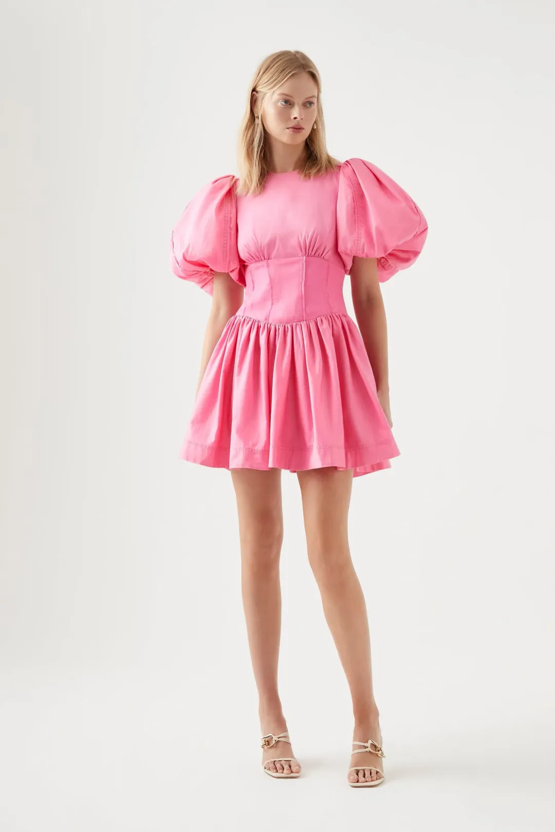 Aje Gianna Puff Sleeve Mini Dress French Rose Pink Size 10 / M for rent on The Volte - main image