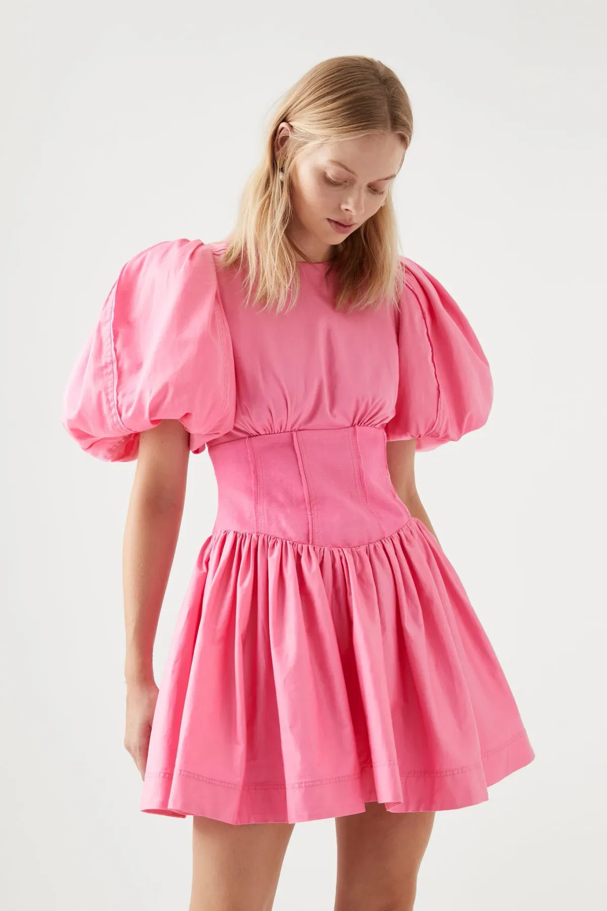 Aje Gianna Puff Sleeve Mini Dress French Rose Pink Size 10 / M - Image 2