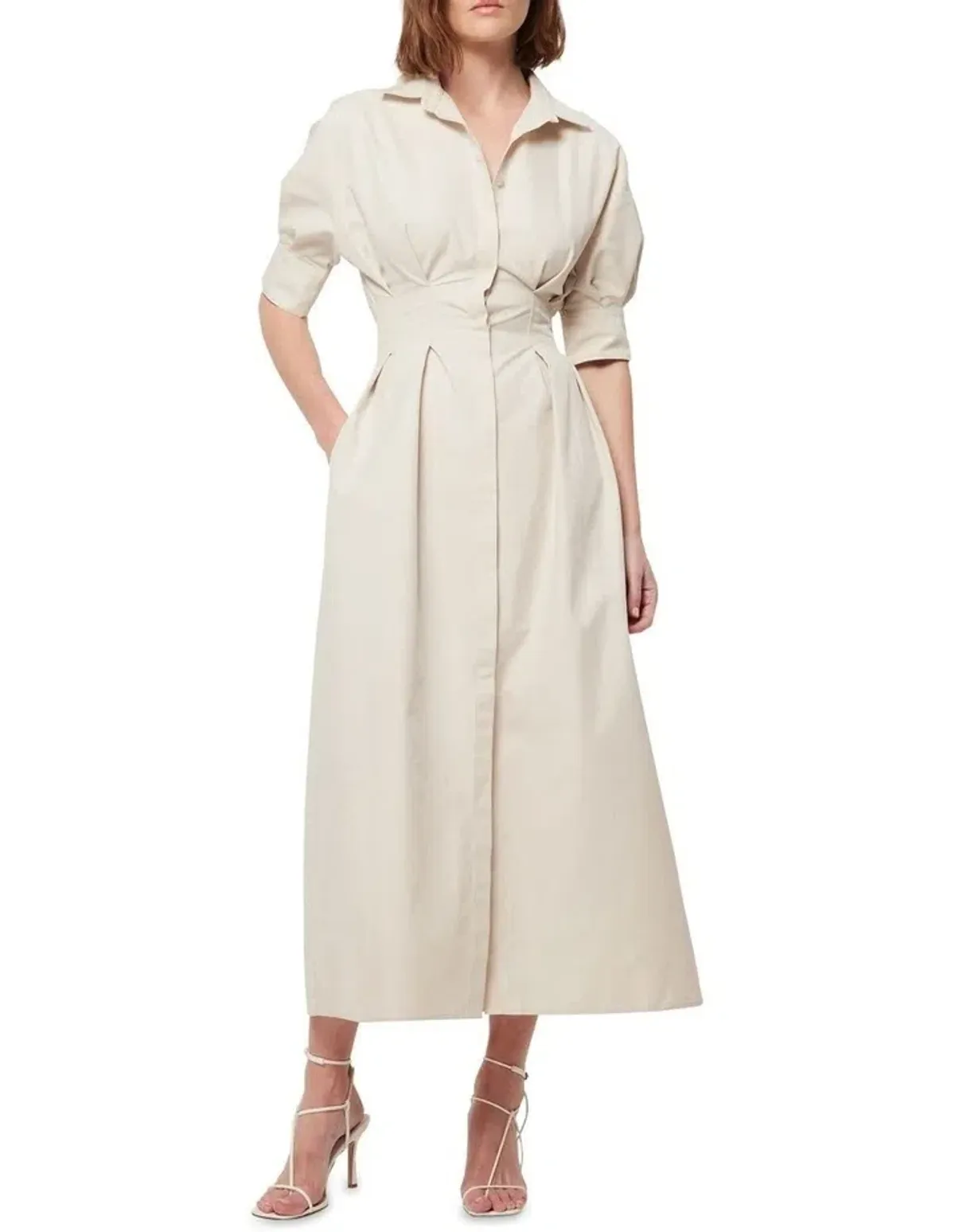 Mossman The Time Off Dress Canvas Beige Size 8 - Image 1