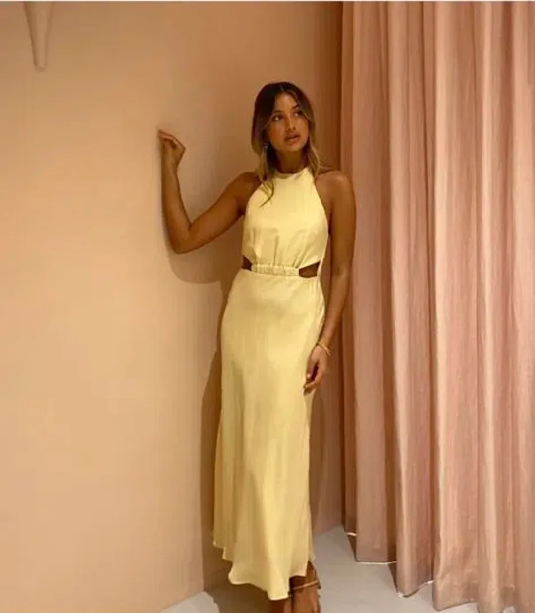 Viktoria & Woods Fluorescent Midi Dress Soybean Size 8 for rent on The Volte - main image