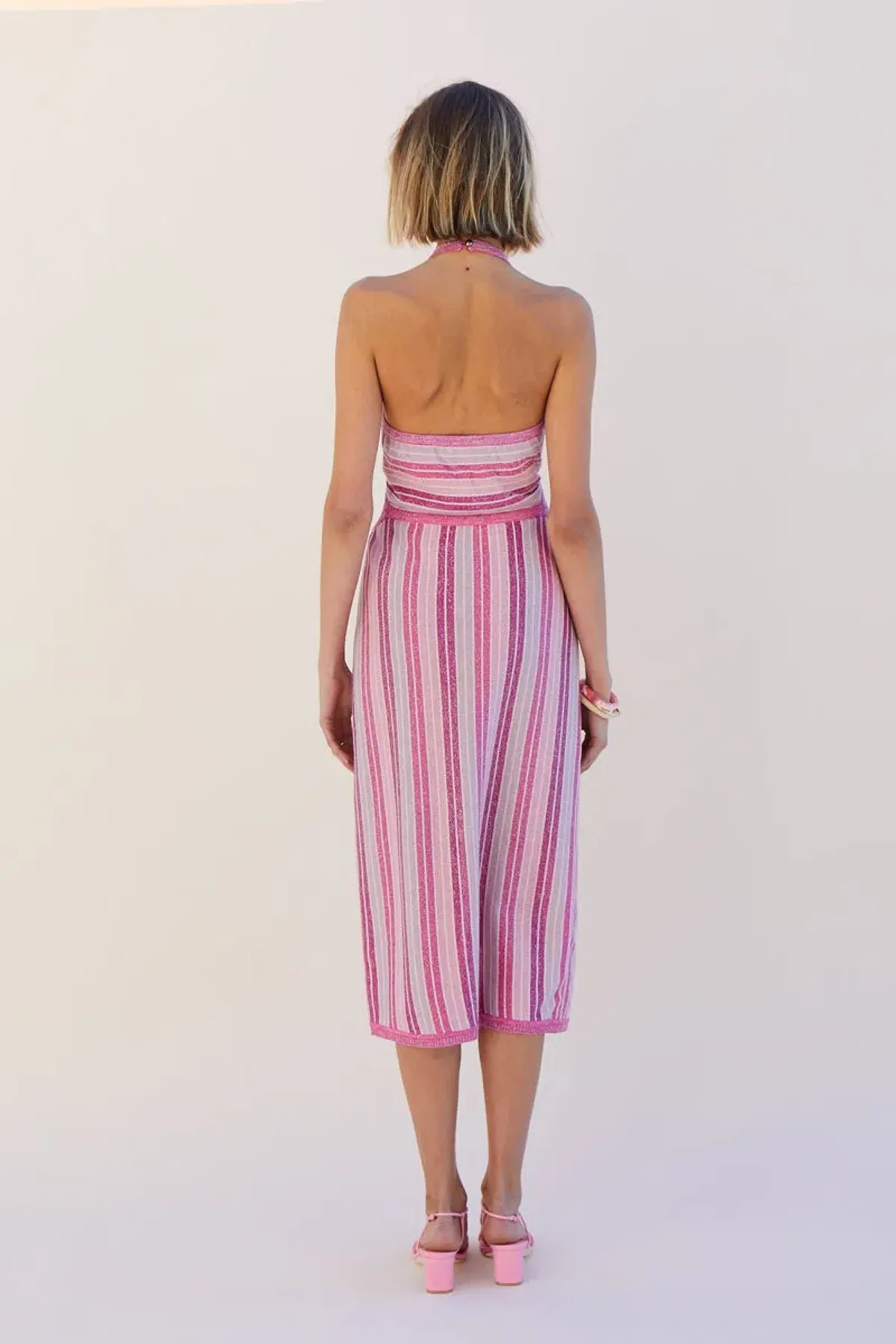 Suboo Fuchsia Metallic Beck Halter Cut Out Dress Size XS/ AU 6 - Image 4