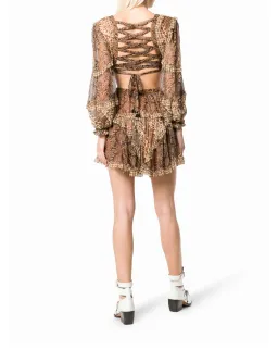 Zimmermann Tali Batik Cut Out Dress Spliced Print Size 2/Au 12 for rent on The Volte - image 2