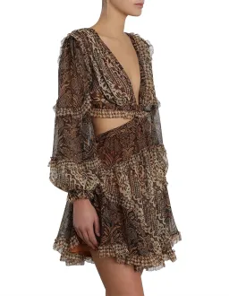 Zimmermann Tali Batik Cut Out Dress Spliced Print Size 2/Au 12 for rent on The Volte - image 6