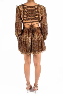 Zimmermann Tali Batik Cut Out Dress Spliced Print Size 2/Au 12 for rent on The Volte - image 5