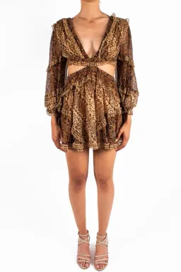 Zimmermann Tali Batik Cut Out Dress Spliced Print Size 2/Au 12 for rent on The Volte - image 3