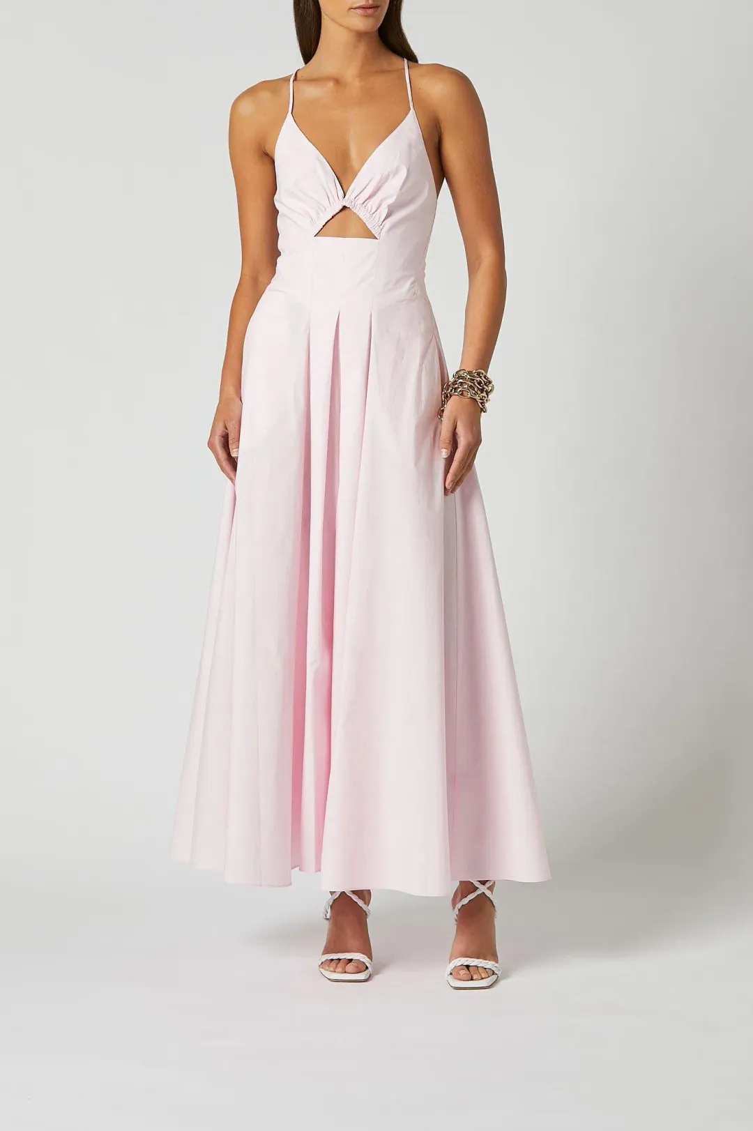 Scanlan Theodore Cotton Strappy Midi Dress Pink Size 6 for rent on The Volte - main image