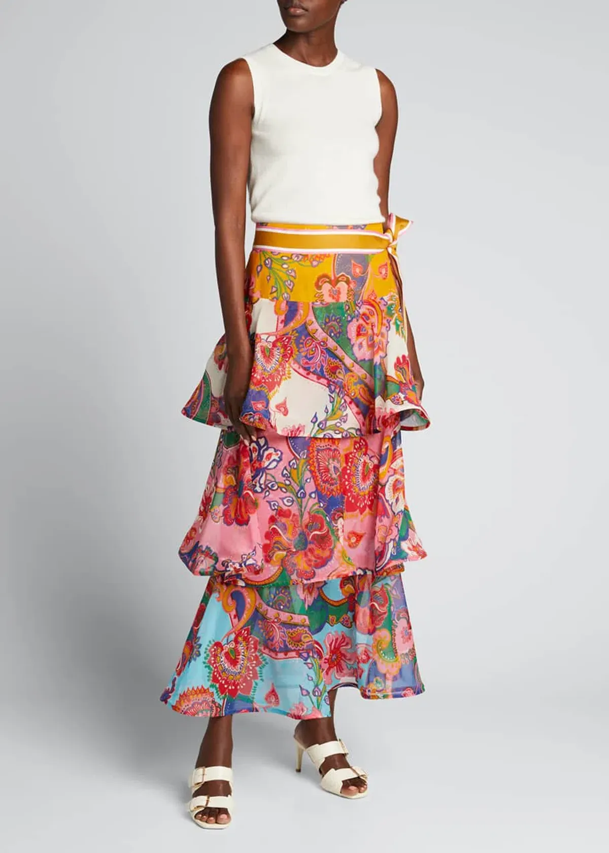 Zimmermann Lovestruck Tiered Flounce Skirt Floral Size 8/1 - Image 1