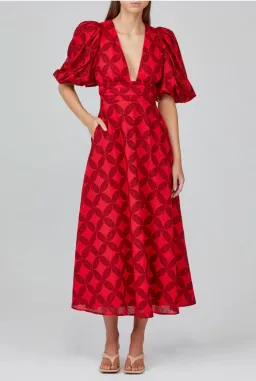 Acler Hamilton Midi Dress Red Size 10 for rent on The Volte - image 1
