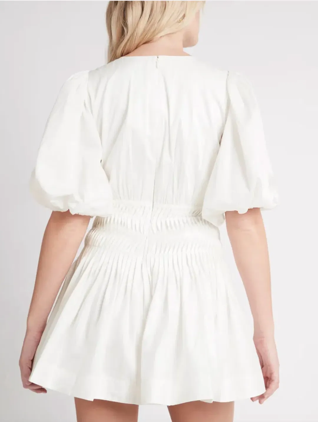 Aje Tidal Tucked Mini Dress White Size 8 / S for rent on The Volte - main image