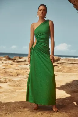 Sonya Moda Nour Maxi Dress Forest Green Shimmer Size 12 / L for rent on The Volte - image 1
