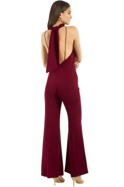 Nicholas Crepe Sleeveless Jumpsuit Burgundy Size 10 for rent on The Volte - image 3