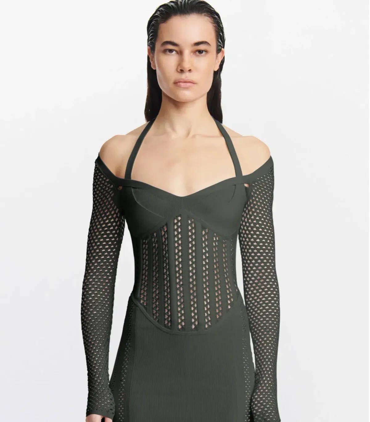 Dion Lee Column Corset Dress Shadow Green Size M / Au 10 - Image 2