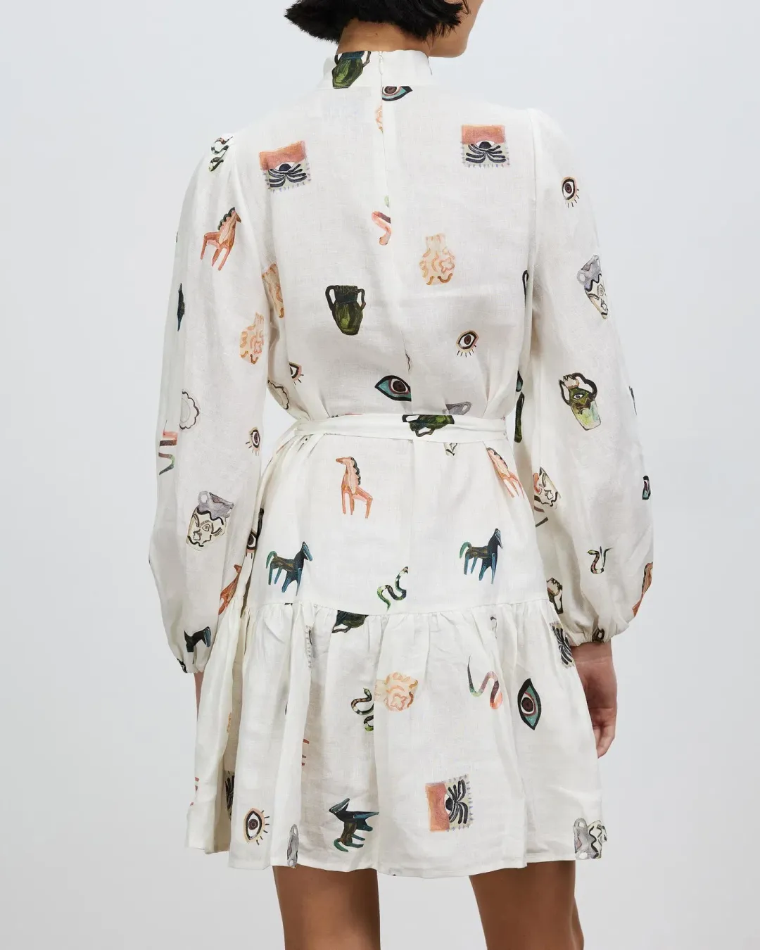 Alemais Hera Mini Dress Print White Size AU 6 for rent on The Volte - main image