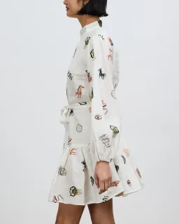 Alemais Hera Mini Dress Print White Size AU 6 for rent on The Volte - image 3