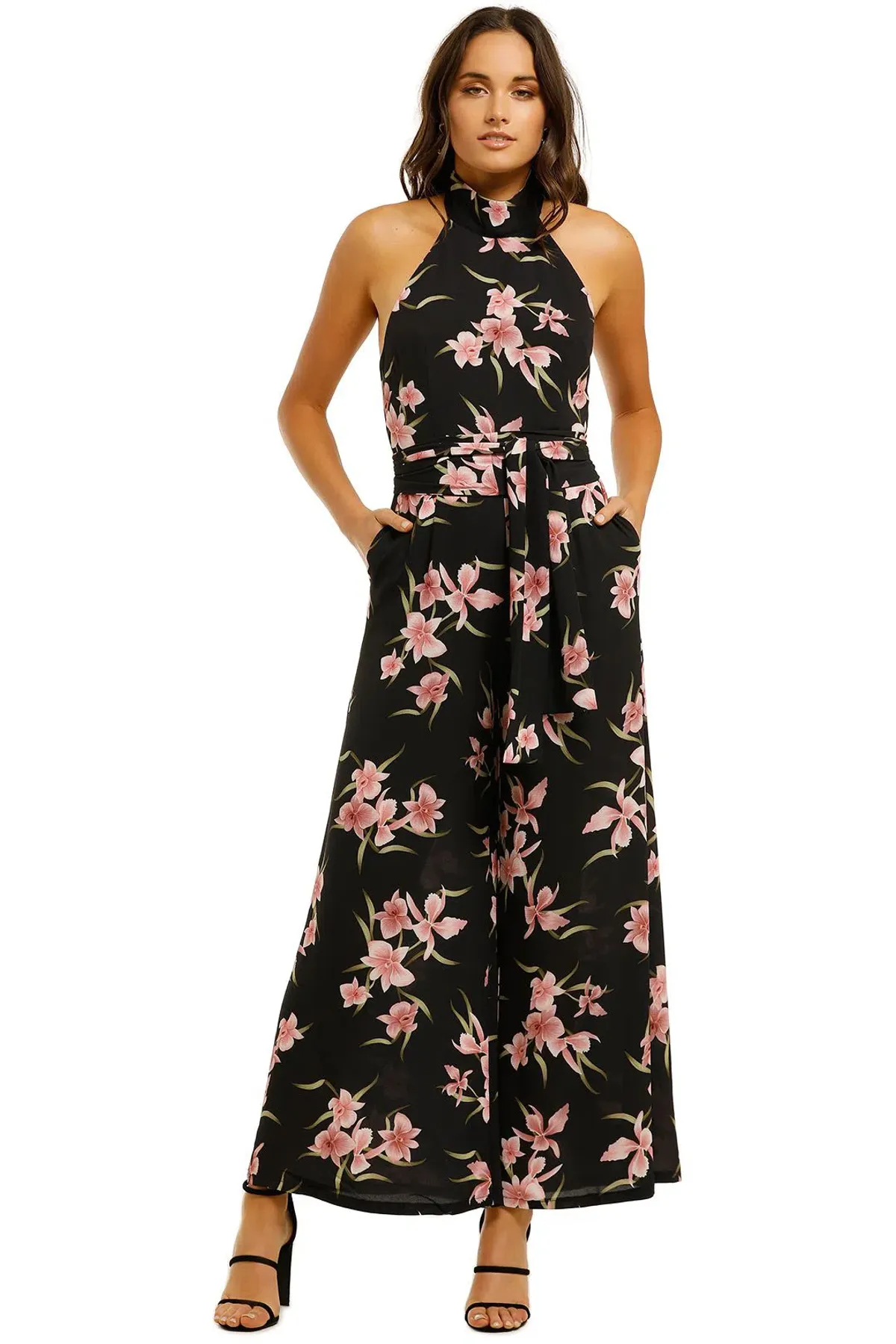 Pasduchas Caprice Pantsuit Black Floral Size 12 - Image 1