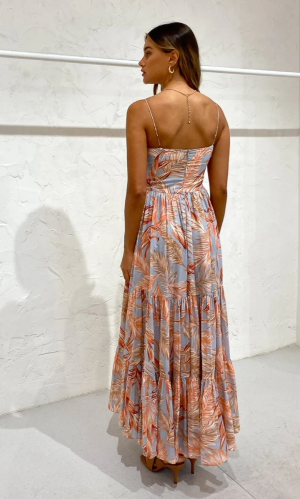 Bec & Bridge Miami Palm Tier Midi Dress Print Size 8 - Image 3