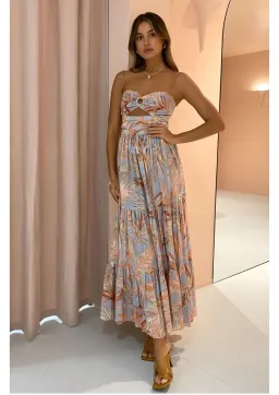 Bec & Bridge Miami Palm Tier Midi Dress Print Size 8 for rent on The Volte - image 1