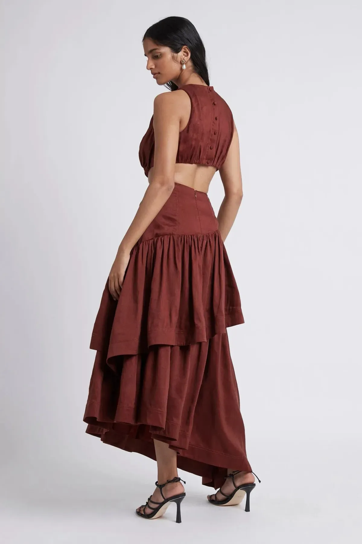 Aje Caliente Cut Out Dress Brown Size 10 - Image 3