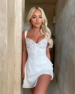 House of CB Adriana Satin and Lace Mini Dress White Size 10 for rent on The Volte - image 6