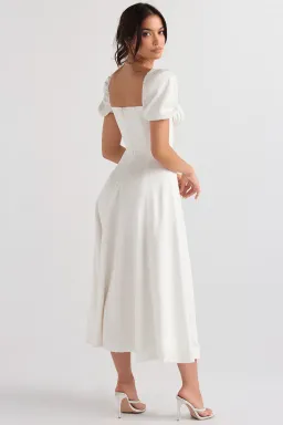 House of CB Tallulah Puff Sleeve Midi Sundress White Size 10 for rent on The Volte - image 3
