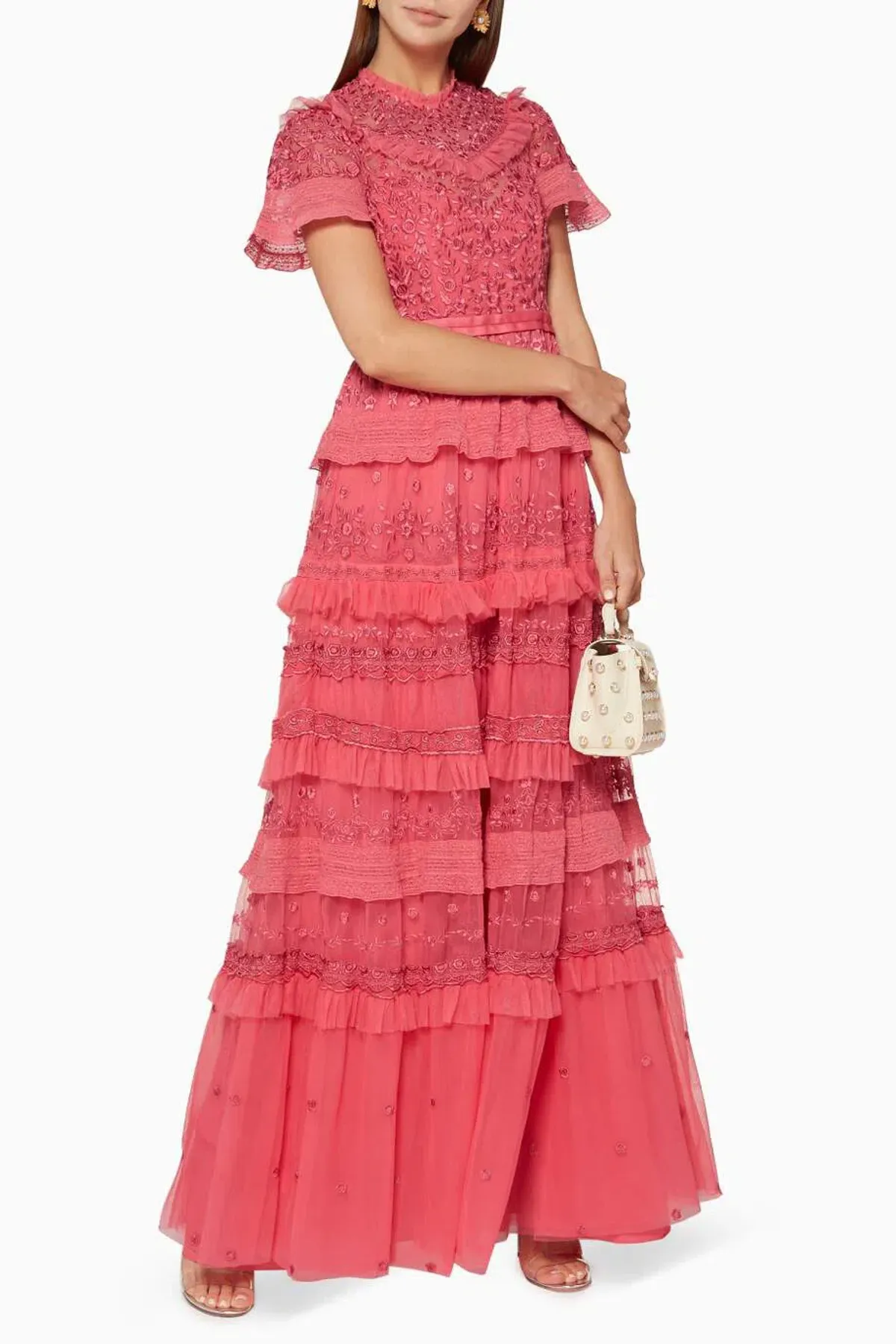 Needle and Thread Iris Ruffled Embroidered Tulle Gown Pink Size 10 - Image 2