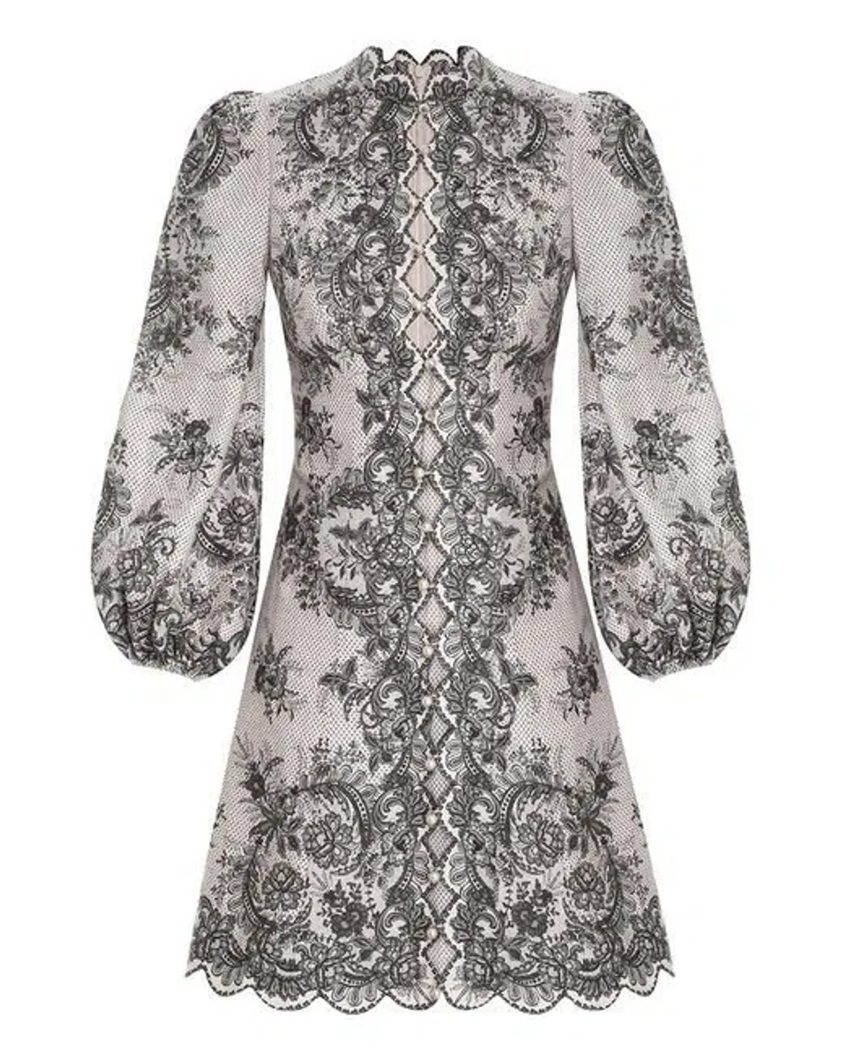 Zimmermann Lace Dancer Scalloped Mini Dress Floral Size 10 - Image 1