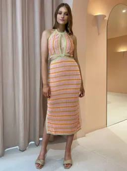 Suboo Biba Halter Dress Peach Stripe Size 8 for rent on The Volte - image 1