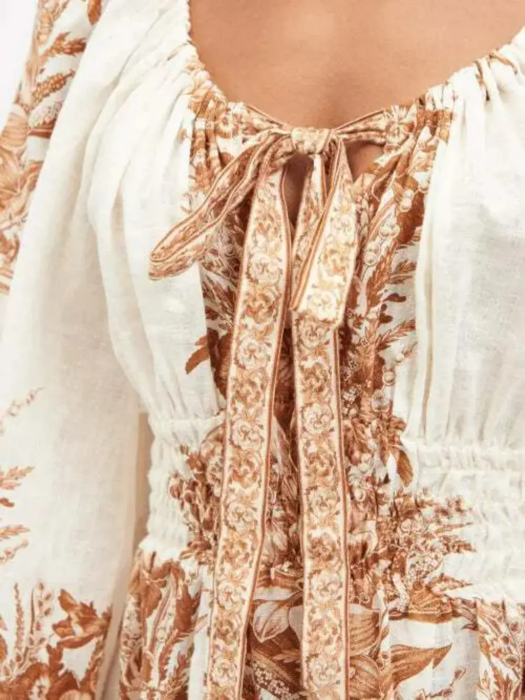 Zimmermann Moonshine Scoop Linen Maxi Dress Caramel Lily Size 0P / AU 6 for rent on The Volte - main image