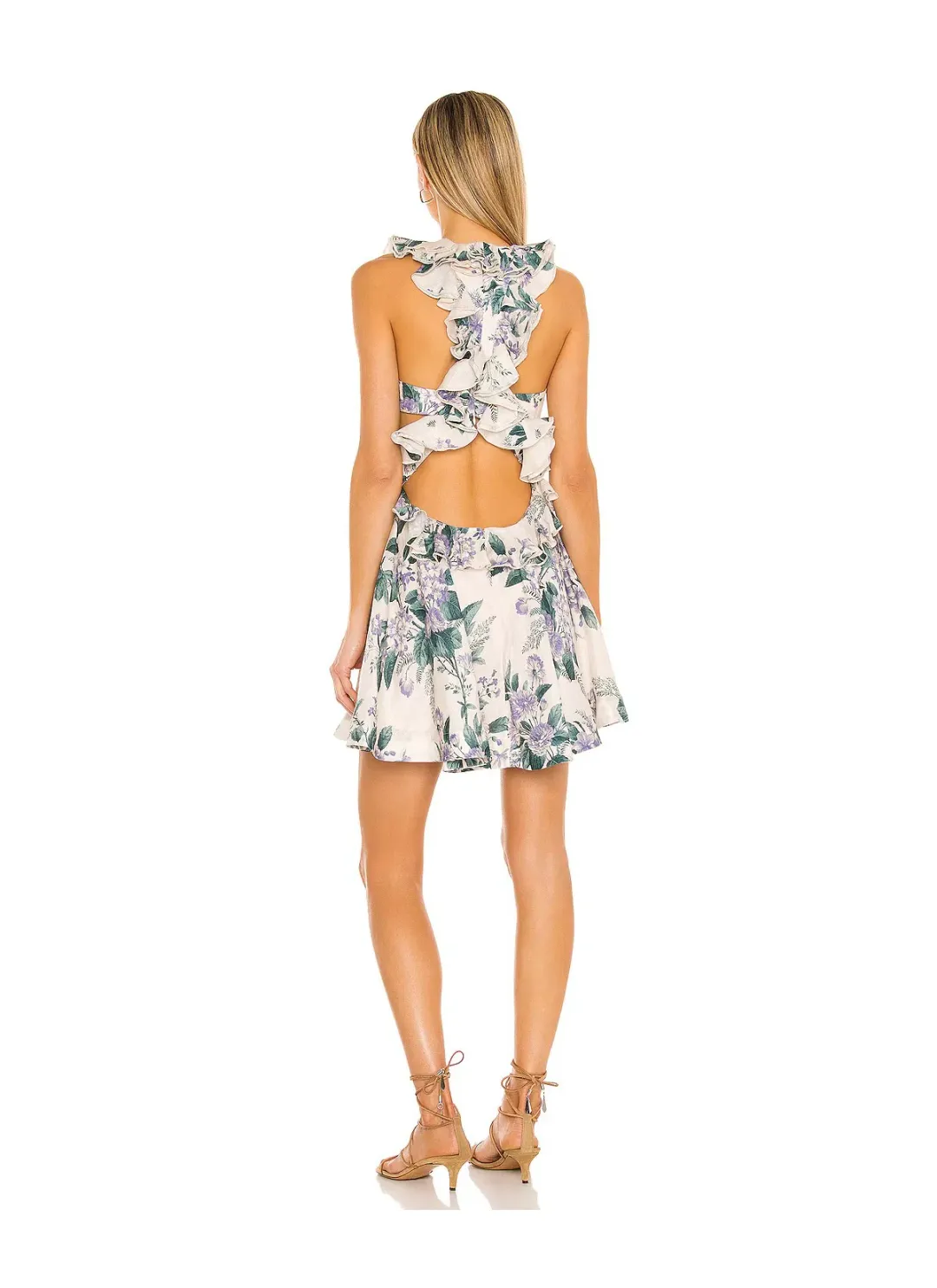 Zimmermann The Cassia Ruffle Mini Dress In Hydrangea Floral Size 2/Au 12 for rent on The Volte - main image