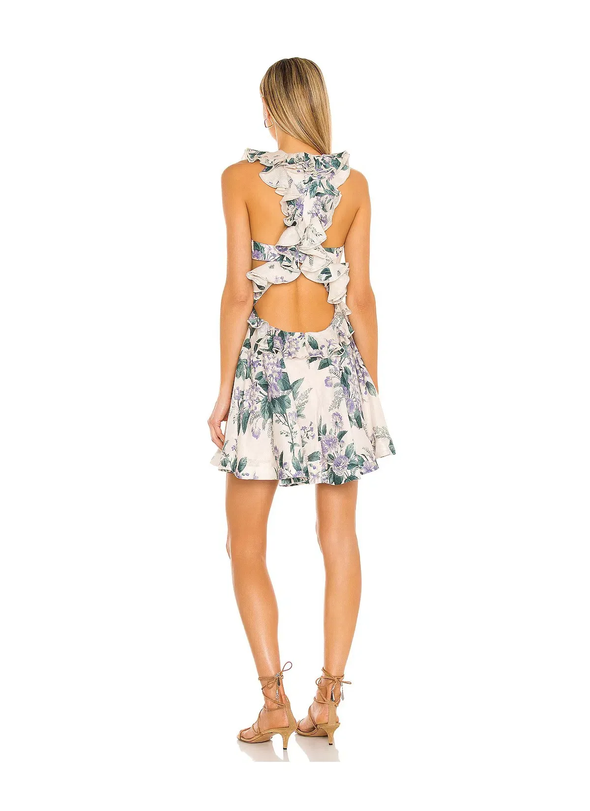 Zimmermann The Cassia Ruffle Mini Dress In Hydrangea Floral Size 2/Au 12 - Image 3