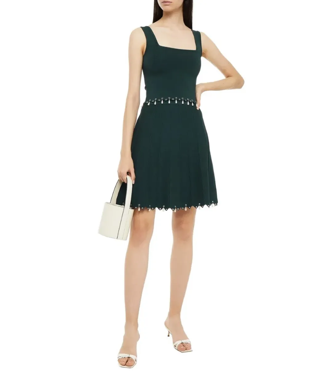 Sandro Amyla Embellished Stretch-knit Mini Skirt And Top Set Green Size 10 for rent on The Volte - main image