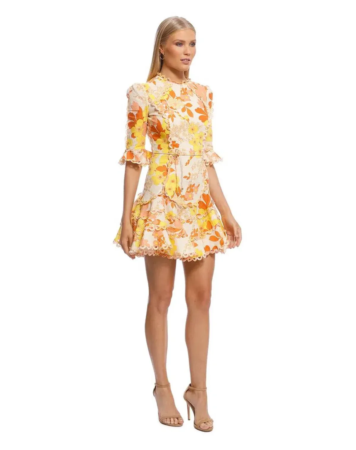 Zimmermann Primrose Flutter Mini Dress Marigold Floral Size 1 / Au 10 - Image 2