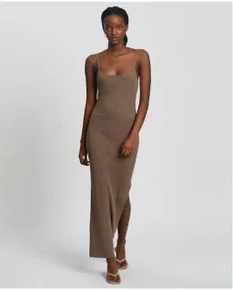 Bec & Bridge Riviera Split Midi Dress Brown Size 8 for rent on The Volte - image 3