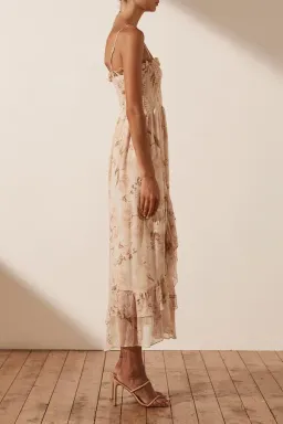 Shona Joy Nina Shirred Midi Dress Floral Size 12 / L for rent on The Volte - image 2