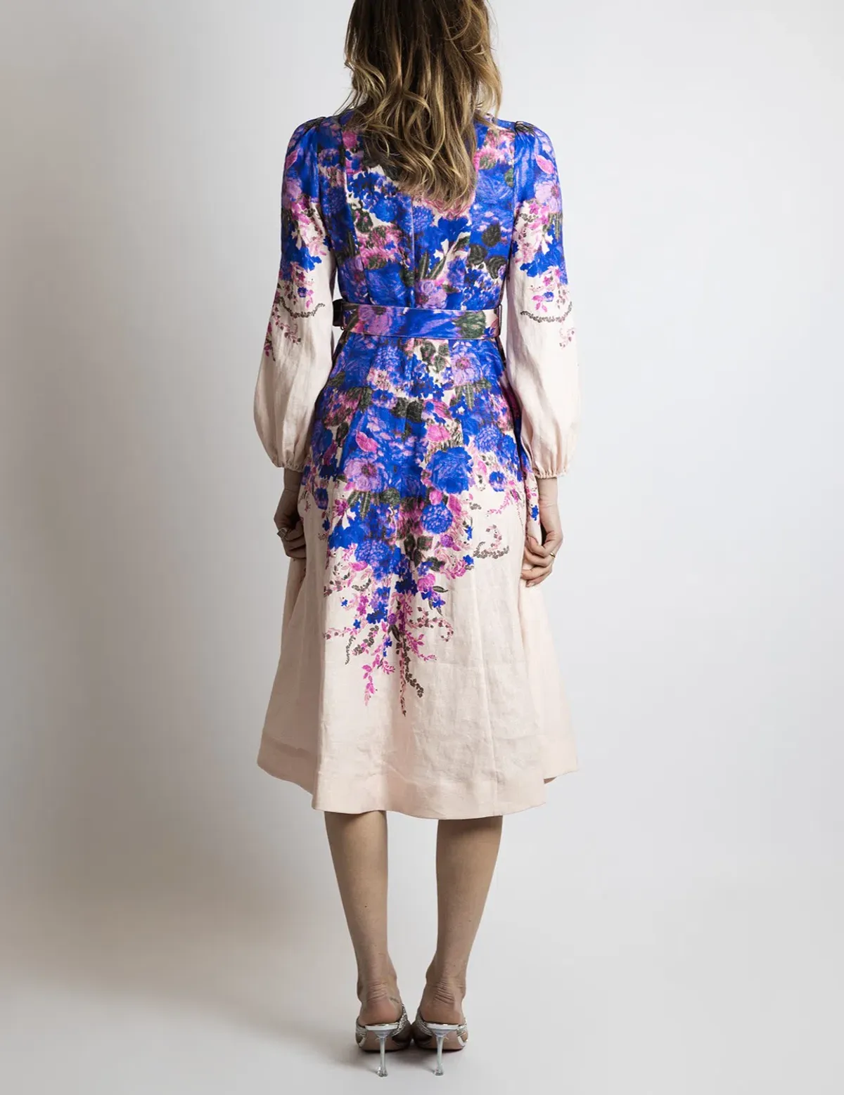 Zimmermann High Tide Buttoned Midi Dress Purple Ikat Floral Size 2 / Au 12 - Image 2