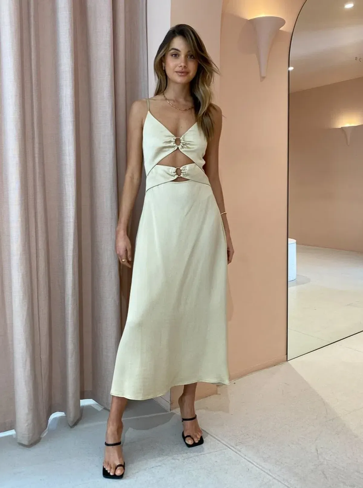Anna Quan Carina Midi Dress Biscotti Size 8 - Image 1