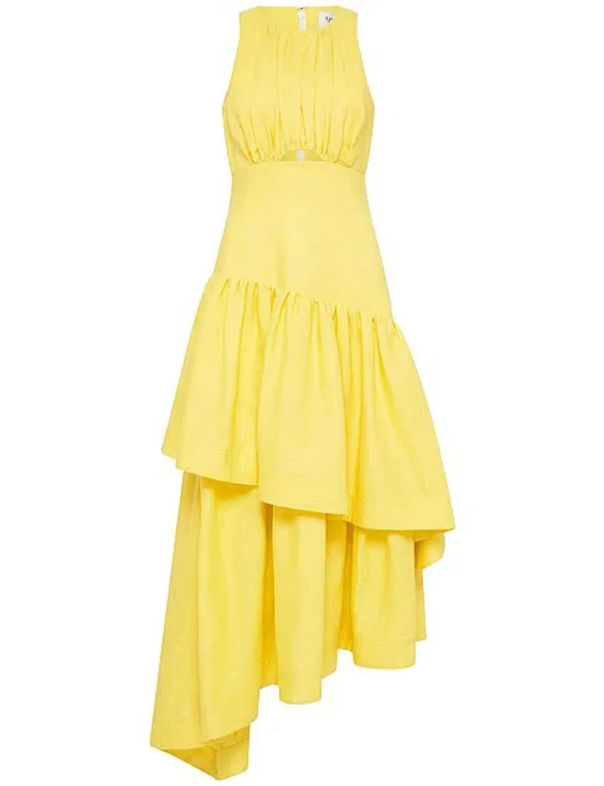 Aje Caliente Tiered Cut Out Dress Daisy Yellow Size 8 - Image 3