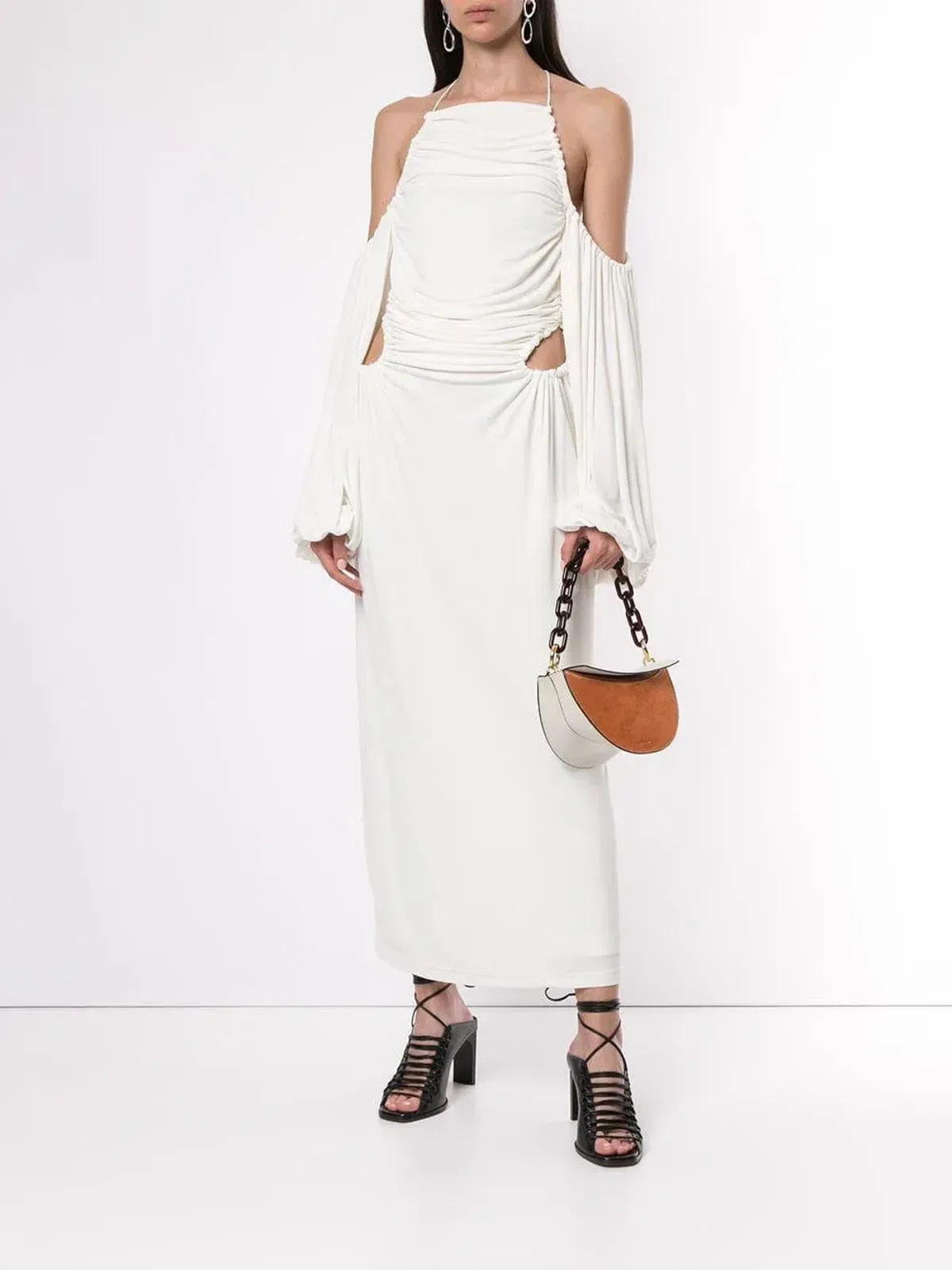 Dion Lee Ruched Midi Dress White Size 6 - Image 1