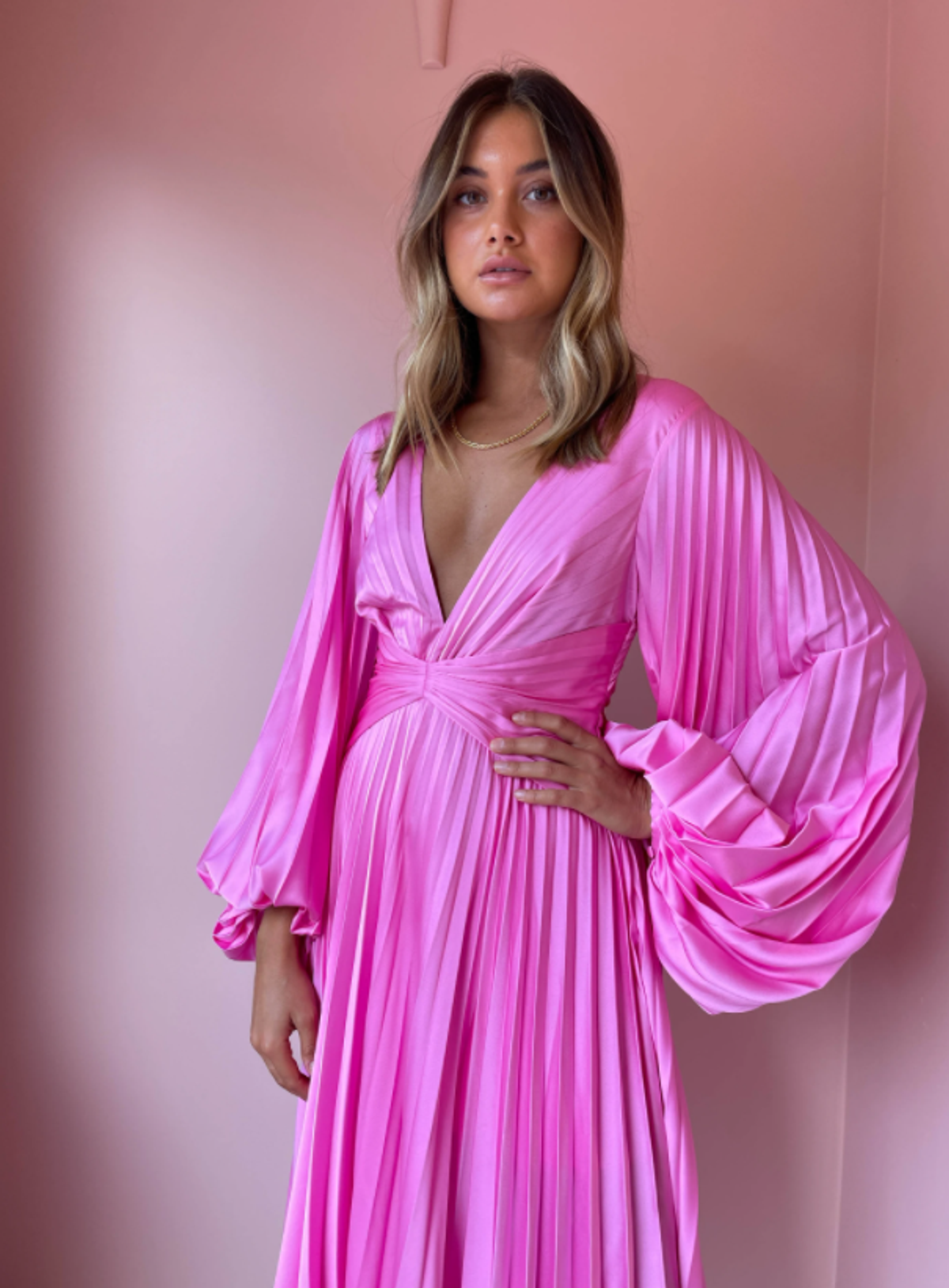 Acler Palms Midi Dress in Confetti Pink Size 8 - Image 2