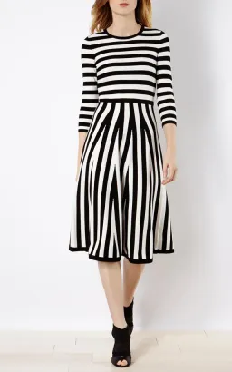 Karen Millen Striped Knit Midi Dress Black/White Size L / Au 12 for rent on The Volte - image 1