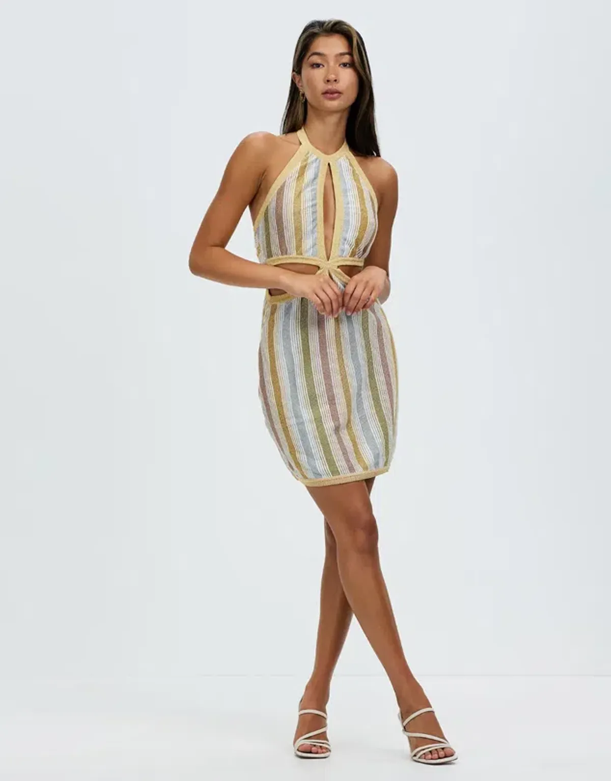 Suboo Luella Halter Mini Dress Stripe Size 8 for rent on The Volte - main image