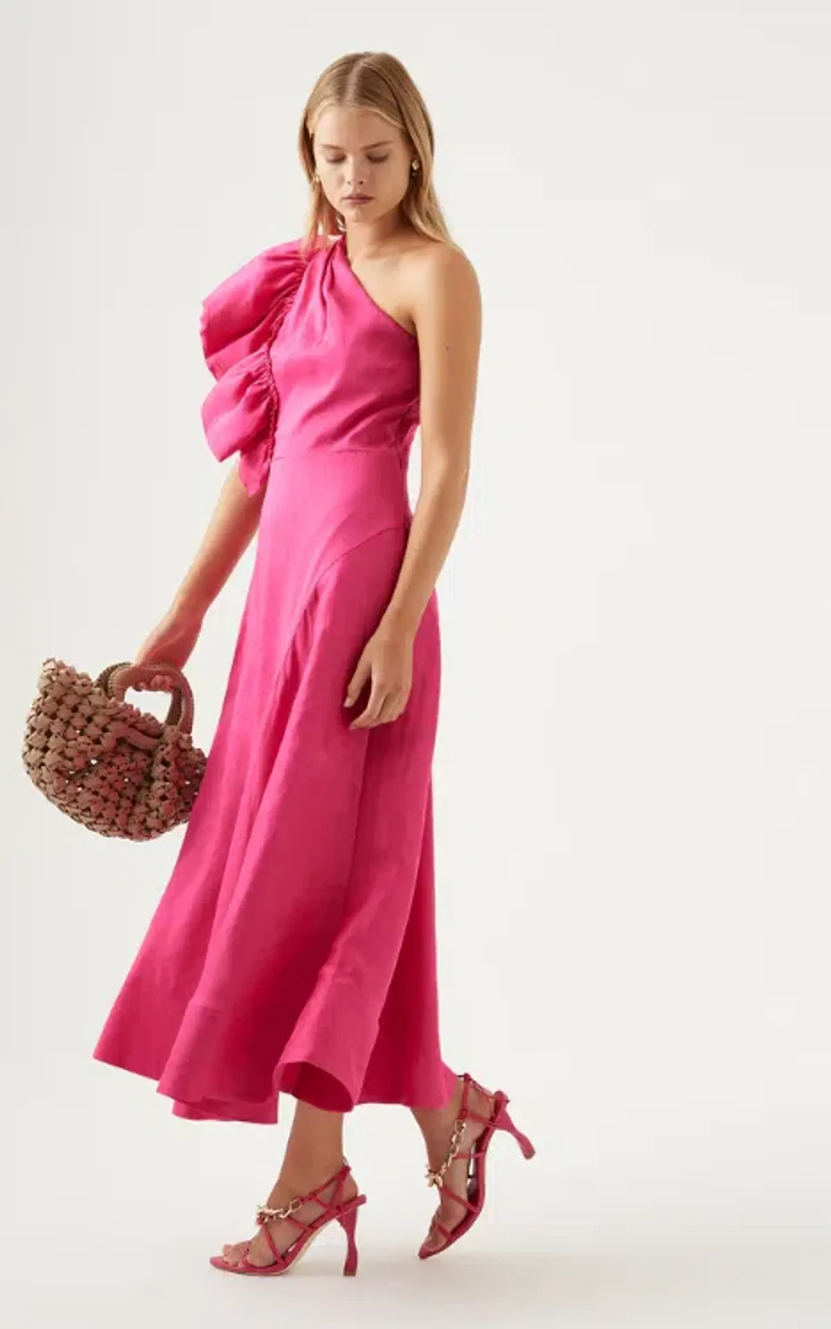 Aje Bonjour Asymmetric Midi Dress Pink Size 8 / S - Image 2