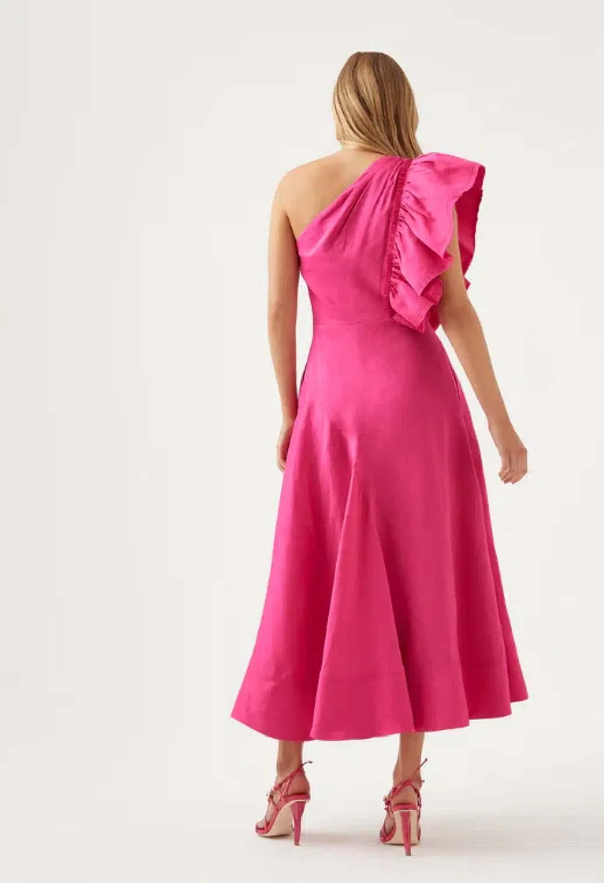 Aje Bonjour Asymmetric Midi Dress Pink Size 8 / S - Image 3