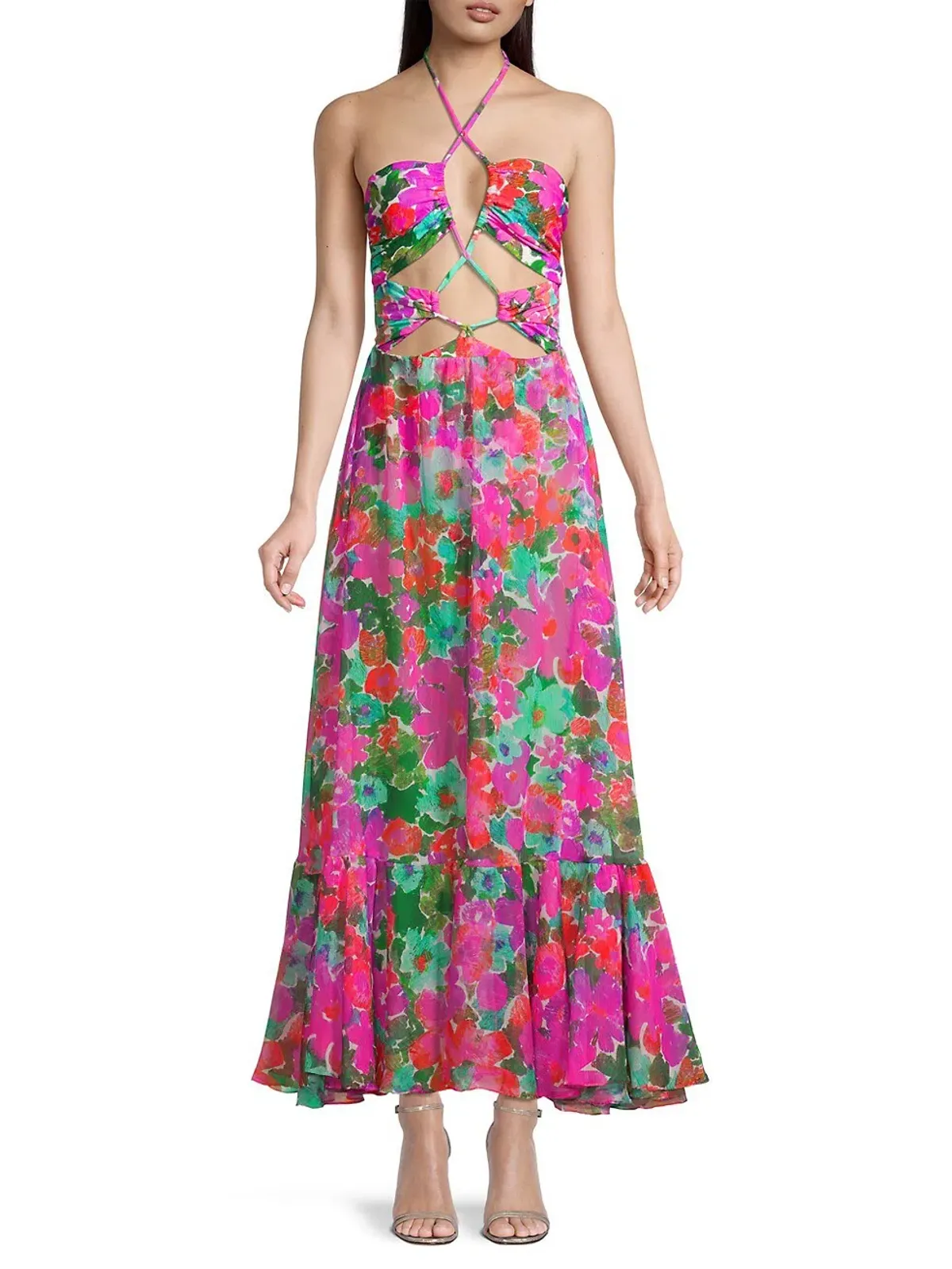 Patbo Gabi Cutout Floral Maxi Dress Size XS/ AU 6 for rent on The Volte - main image