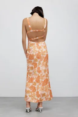 Significant Other Elena Midi Dress Orange Floral Size 10 for rent on The Volte - image 2