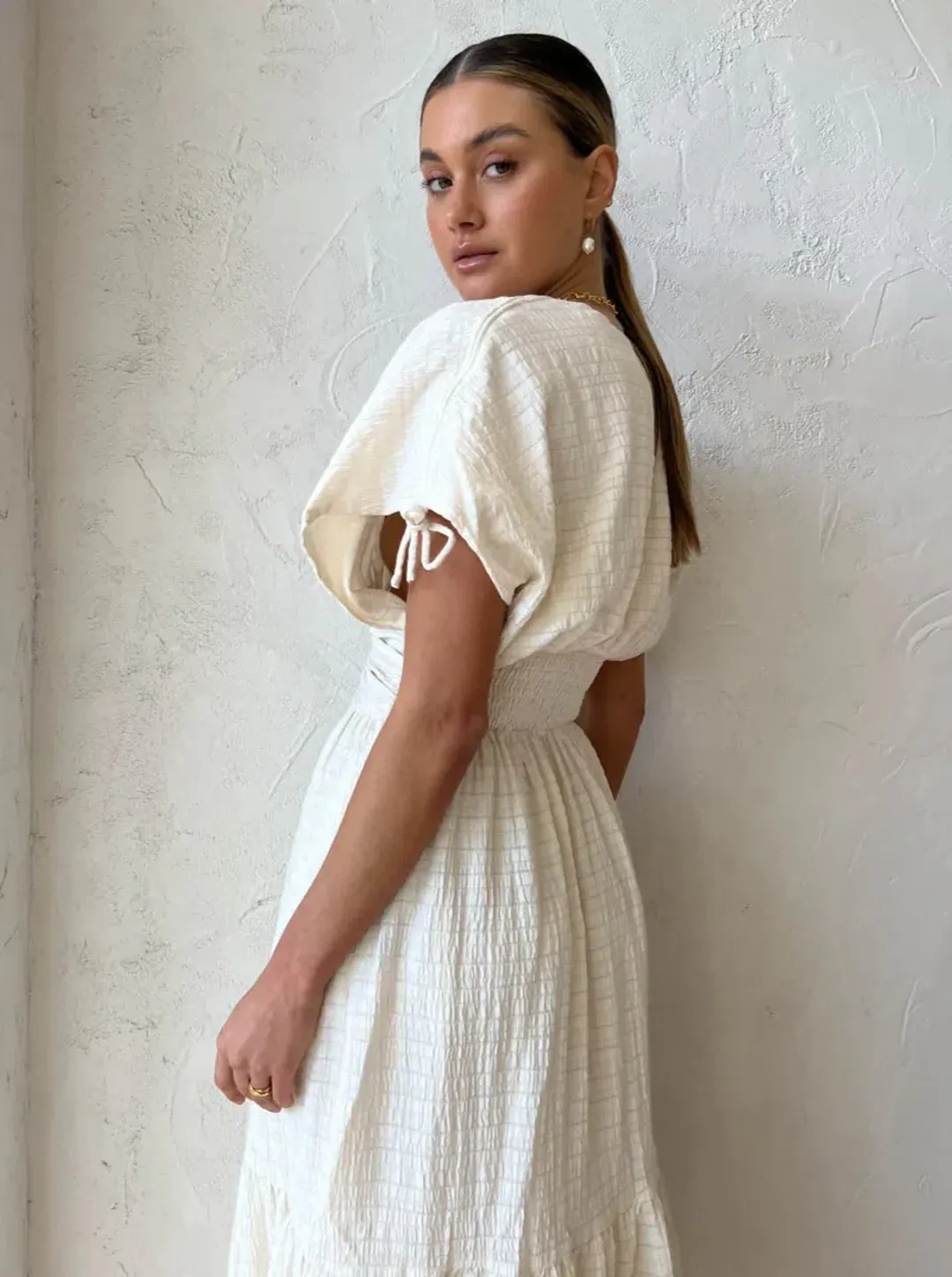 Sovere Lucid Midi Dress in Porcelain Size 10 / M for rent on The Volte - main image