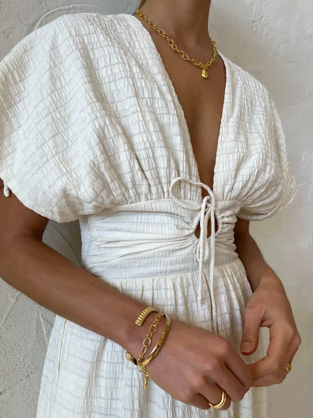 Sovere Lucid Midi Dress in Porcelain Size 10 / M for rent on The Volte - main image