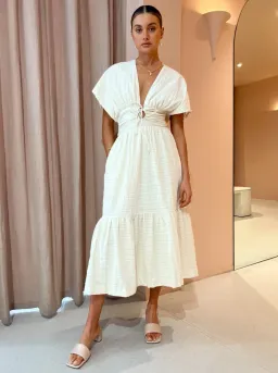 Sovere Lucid Midi Dress in Porcelain Size 10 / M for rent on The Volte - image 1