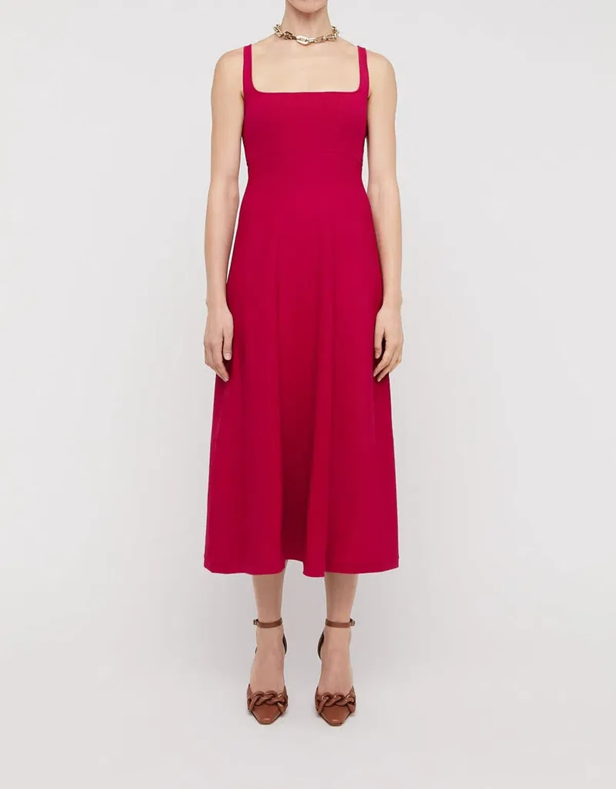 Scanlan Theodore Crepe Knit Square Neck Dress in Raspberry Size S / Au 8 - Image 1